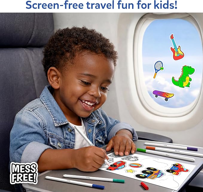 Skillmatics Color Clingz – Cars, Sports, Dinos & More, Reusable Stickers | 50+ DIY Stickers, Travel Toys, Mess-Free, Window Art & Craft Kit, Gifts for Toddlers, Girls & Boys Ages 3, 4, 5, 6, 7