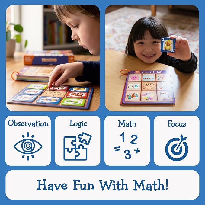 FoxMind Games Mystero – Multi-Level BrainTeaser Puzzles for Kids Ages 4+, STEM Game Develops Math, Logic & Reasoning Skills, 64 Progressive Challenges (Brain Builder Series)