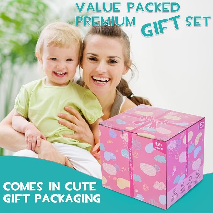 HELLOWOOD 8-in-1 Wooden Activity Cube for Kids, Sorting & Stacking Toys | Montessori Toy for 1 Year Old, Multifunctional Early Development Learning Toy, Ready for Gifting