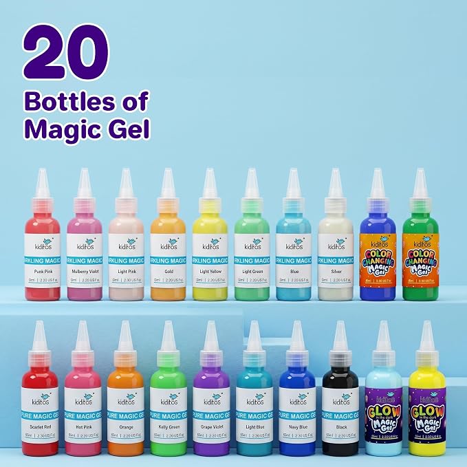 Kiditos Magic Water Elf Toy Kit for Kids, Dinosaur-Themed, DIY Craft Kit | 20 Gels & 10 Molds, Make Your Own Magic Water Pets, STEM Science Activity, Party Favors & Birthday Gifts for Kids Ages 3+