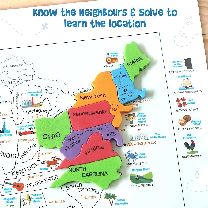 Imagimake Mapology - USA Map Puzzle, Learn 50 States, Shapes & Fun Facts | Educational Jigsaw Puzzle, Learn United States, Back to School Gift for Boys & Girls Ages 4,5,6,7,8,9,10 Years Old