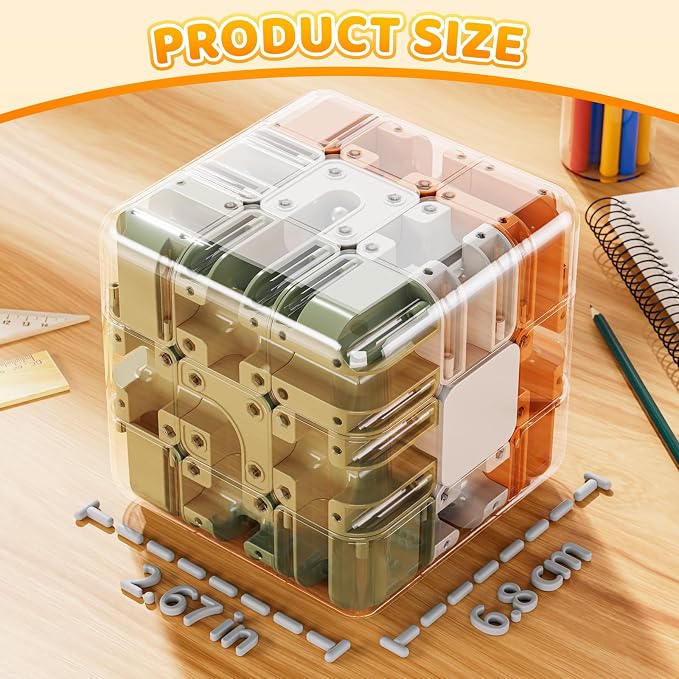 3D Rolling Ball Puzzle Maze Cube - 3x3 Color-Match Game | Solving Brain Teaser, Education Sensory Learn Birthday Gifts for Boys Girls Kids 3-5 5-8+ Year Old Adults