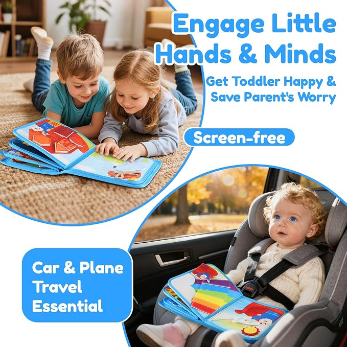 Noah's Ark Busy Book for Toddlers 1-3 - Montessori Toys Busy Board for 1 Year Old Boy Gifts Girl Toys Educational Learning Quiet Activity Books Toddler Easter Basket Stuffers Travel Toys