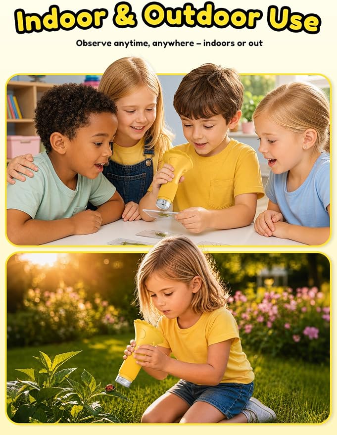 Acoath Microscope for Kids, 1000X Handheld Digital Miniscope with 2.0" Screen, Portable Pocket Microscope Education Toys Birthday Gifts for Age 3 4 5 6 7 8 9 10 Girls Boys