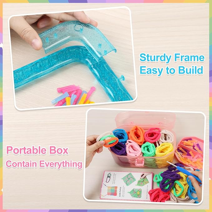 IQKidz Weaving Loom Kit Toys, DIY Arts and Crafts for Kids and Adults, Ideal Gifts for Girls Ages 5 6 7 8-12 13, Easy Potholder Loom Knitting Activity for Beginners, 224 Craft Loops (Pack of 2)