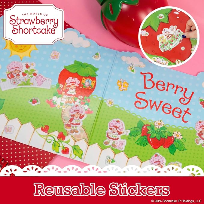 Strawberry Shortcake Puffy Sticker Playset, Cute Puffy Stickers & Double-Sided Play Scene, Sticker Books for Kids, Toddler Activity Book, Kids Activities, Reusable Sticker Book