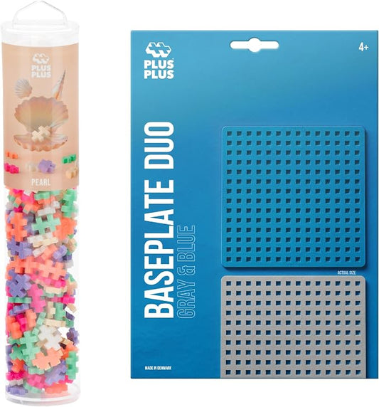 PLUS PLUS 240 Piece Pearl Mix Tube & Baseplate - Waffle Blocks Stem Toy | Sensory Bin Fillers, Gifts for Boys & Girls, Classroom Must Haves, Christmas Stocking Stuffers for Kids, Math Manipulatives