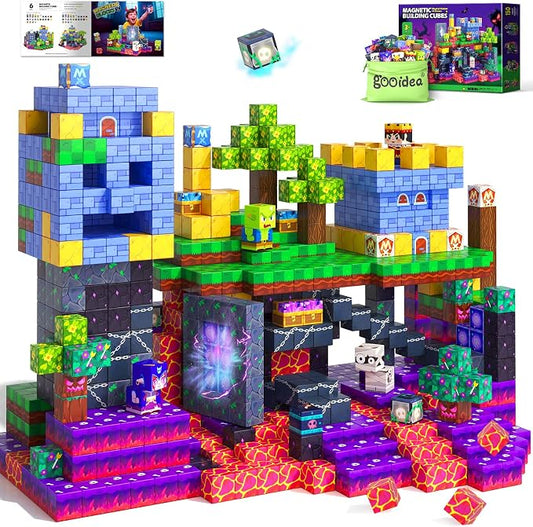 150PCS 0.8" Magnetic Building Blocks Creative Fun for Boys Girls Ages 3+ | Mine Magnet World Craft, STEM Toy for Kids Age 3-5 5-7 8-12, Sensory Learning Toys Birthday Gift for 3+ Year Old Boys Girls
