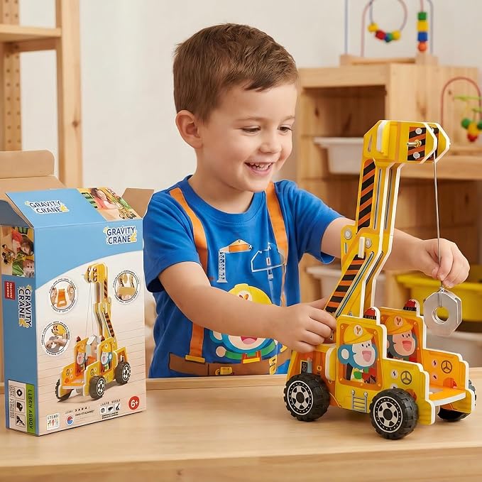 STEM Gravity Crane Science Kit, DIY Pulley & Lever, Energy Conversion | Build a gravity crane! See pulleys & levers in action, explore energy conversion. Real parts, safe assembly. STEM curiosity.