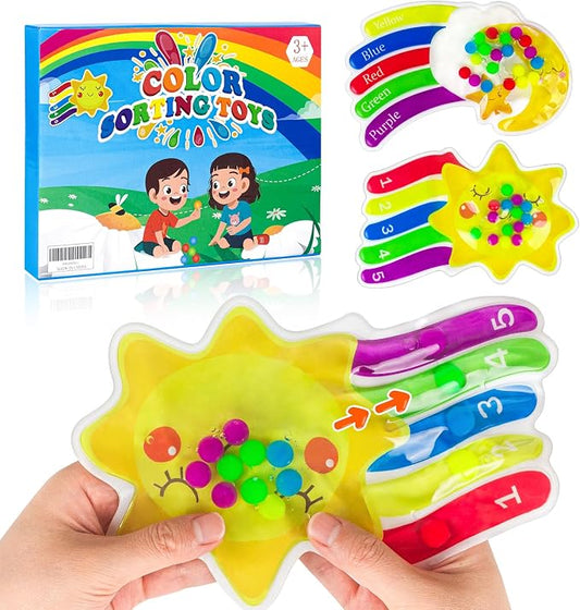 2PCS Color Sorting Sensory Toys, Fine Motor Skill Games Learning Toys for Toddlers, Color Matching Fidget for Calm Down, Preschool Learning & Educational Montessori with Autism