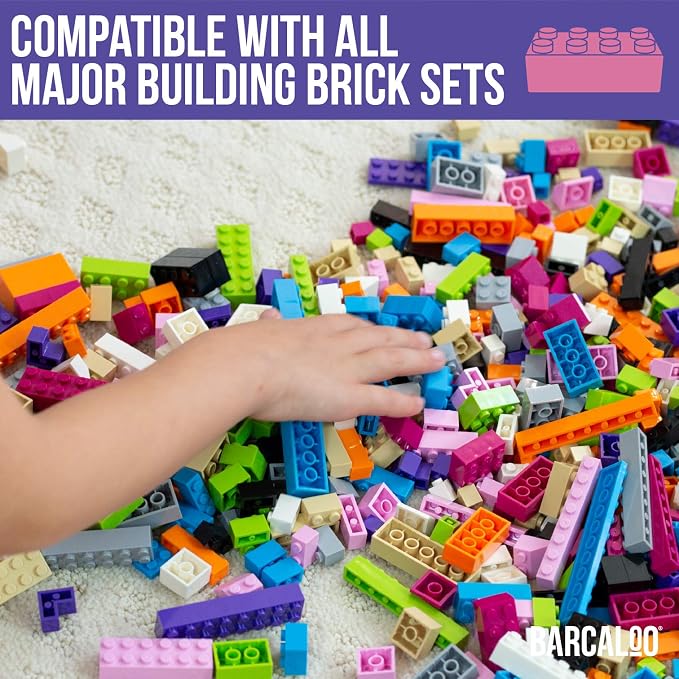 Barcaloo 1000 Piece Building Bricks Kit - Pastel Colors, Axles Included | Includes Wheels & Tires, Windows & Doors Pieces, Compatible with All Major Brands