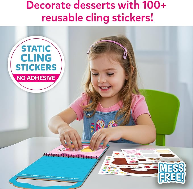 Skillmatics Peelies – Dessert Chef, Reusable Stickers, Gift for Toddlers | 100+ Reusable Stickers, Mess-Free Fun for Preschoolers, Travel Toy, Kids Ages 3, 4, 5, 6, 7