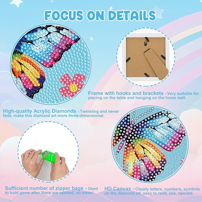 Nardoll Diamond Art Kits with Wooden Frame - Crafts for Girls - Dimond Art Paintings - Arts and Crafts - GEM Art Supplies for Boys Adults Beginners Home Wall Decor Gifts