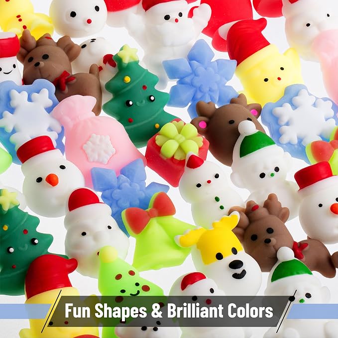 Mr. Pen- Christmas Squishy Toys, 48 Pack | Washable Twistable Stretchy Squishies Bulk, Soft Stress Relief Sensory Toys for Squeezing, Stocking Stuffers