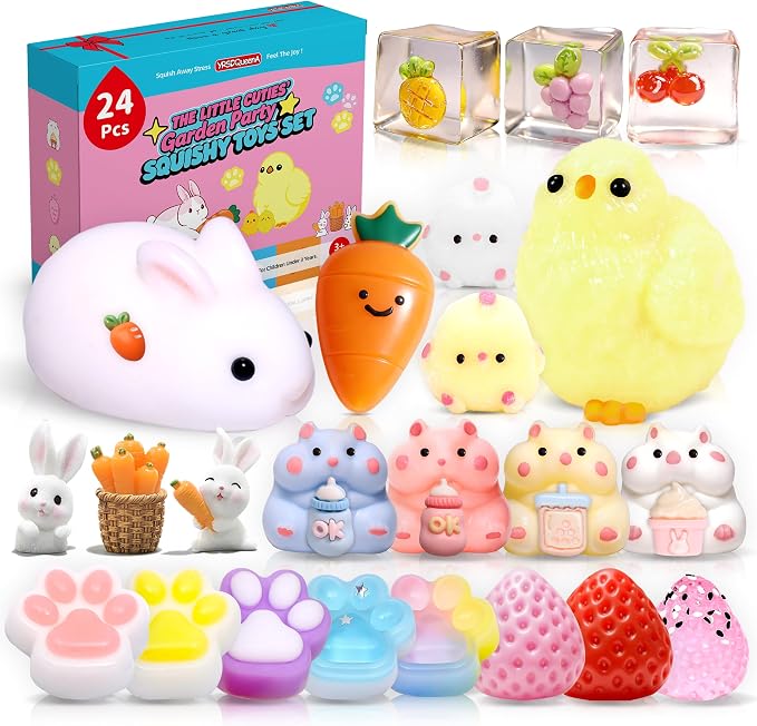 24Pack Taba Squishy Toys kit for Kids- Fidget Squeeze Toys Squishy Fun Box | Taba Squishy Party Favors for Kids-Cute Squishies Toys for Girls 8-10-Goodie Bag Stuffers for Kids Fidgets for Classroom