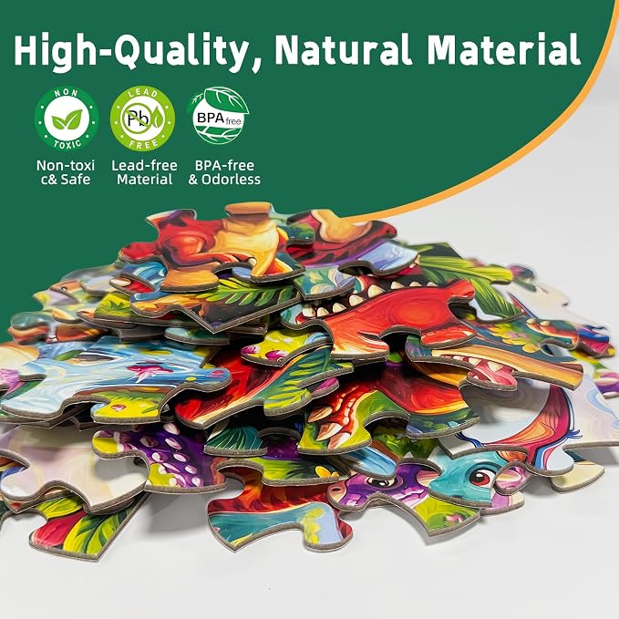 2-Pack Puzzles for Kids Ages 4-6, 60-Piece Puzzles for Kids Ages 6-8, Educational Puzzles for Boys and Girls (Dinosaurs & Construction) | 2-in-1 Dinosaur & Construction Set | Educational Puzzles for Ages 6-8, , Age-Appropriate Learning Toys, Ages 3+