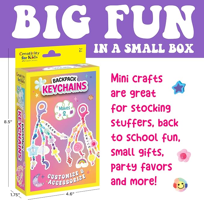 Creativity for Kids Backpack Keychains Mini Kit, Make 2 (Ages 6+)