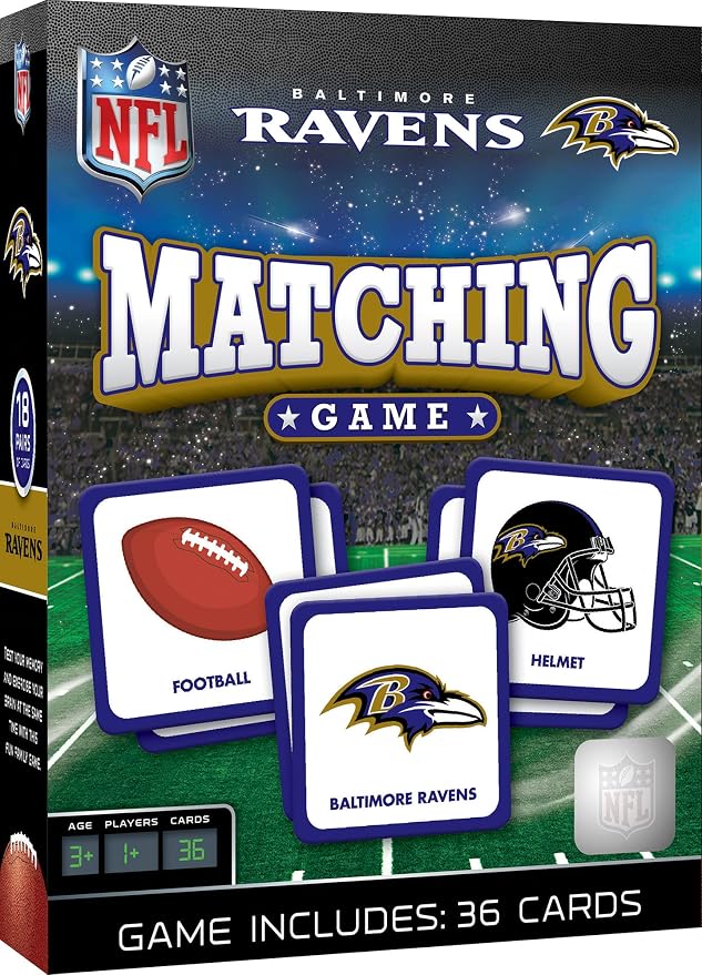 MasterPieces Sports Games - Baltimore Ravens NFL Matching Game - Game for Kids and Family - Laugh and Learn
