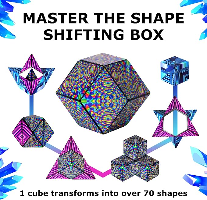 Shashibo DODECA Magnetic Puzzle Cube, Stress Relief Fidget Toy | 100+ Possible Shapes, Sensory Fidget Toy For Adults & Kids, Fun Shape Shifting Puzzle Box For All Ages