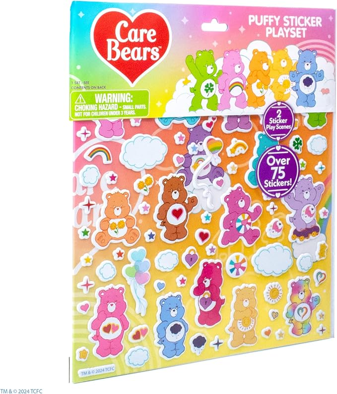 Horizon Group USA Puffy Sticker Playset for Kids, Care Bears