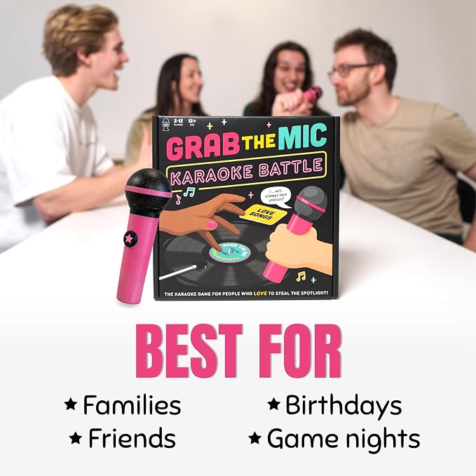 Lucky Egg Grab The Mic: Karaoke Battle, Spinning Record Timer Singing Game | Spinning Record Timer, 2-12 Players. Perfect For Family Sing-Offs And Teen Or Adult Game Nights.