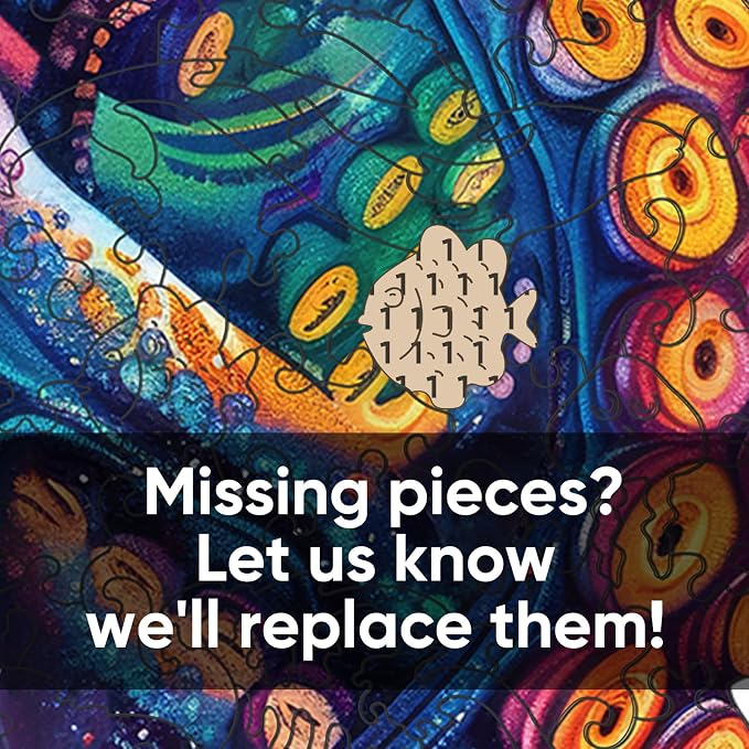 Qiuenisray Wooden Puzzles for Adults, Octopus Ocean Jigsaw Puzzle 200 Piece | Cool Wood Puzzle Wall Decor, FSC Certified Unique Animal Adult Puzzles Piece, Creative Gift for Family Game 11.2x11.2 in