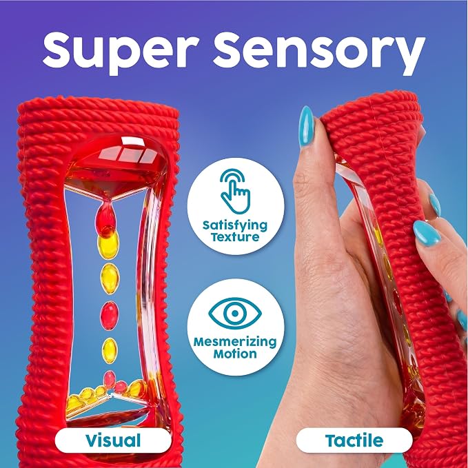 BUNMO Liquid Motion Bubbler Sensory Toy for Kids & Adults – Gentle Fidget Toy for Mindfulness – Stimulating Visual Sensory Experience – Colorful Bubble Fidget Timer for Desk & Travel - Red