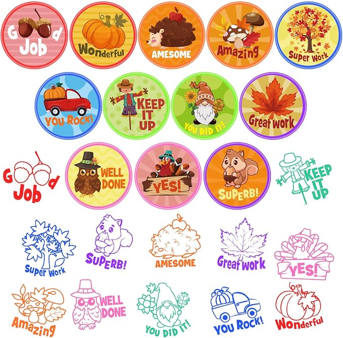 Cinrobiye 24 Pcs Seasonal Stampers Party Favor Set, Cute Four Seasons Stamps for Kids Birthday Party, Classroom Rewards, Educational Learning Toys, Goody Bag Fillers, Seasonal Party Supplies
