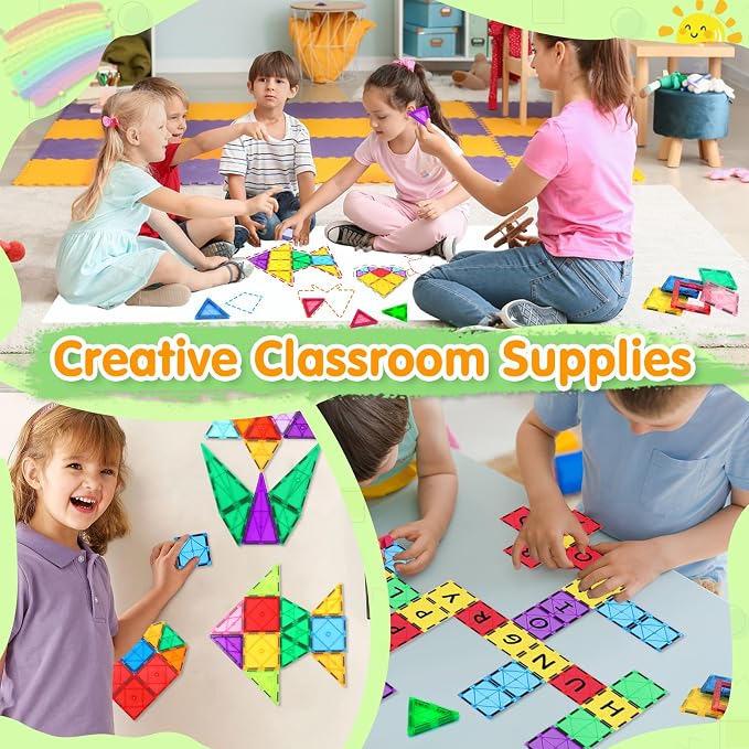 NVHH 100PCS Magnetic Tiles Blocks for Kids Ages 3-5 4-8 STEM Learning Toys | Educational Preschool Magnet Building Toys for Toddlers,Christmas Birthday Gifts for 3 4 5 6 7 8+ Year Old Boys Girls