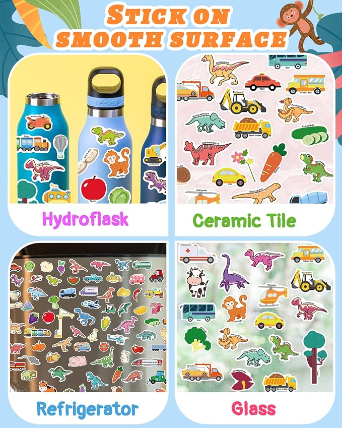 Benresive Reusable Sticker Book for Toddlers, Stickers for Kids, Travel Toy | Toddler Toys, Boys Girls Birthday Gifts, Airplane & Road Trip Essentials Kids, No Mess Waterproof Toddler Crafts Activities
