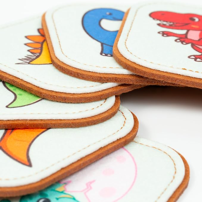 Felt Dinosaur Matching Game for Toddlers – Dino Memory Game & Flash Cards – Soft and Safe for Ages 1+ – Montessori Preschool Learning Activity – Educational Dinosaur Toy for Girls & Boys