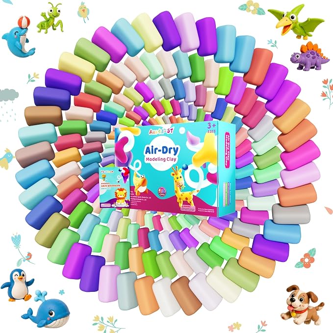Aestd-ST Air Dry Clay 210 Colors, Modeling Clay for Kids, DIY Magic Clay | Molding Clay Kit, 4 Sculpting Tools, Resealable bags, Non-Sticky Soft, Super Light, Arts & Crafts Gift for Boys Girls Kids