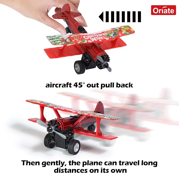 Oriate 3 Pack Die-Cast Pull Back Toy Airplane Set, Aircraft Model Toy Airplanes, Party Favor Gifts, Christmas, Halloween, Easter, Birthday, for Boy and Girl 3 Years Old and Up
