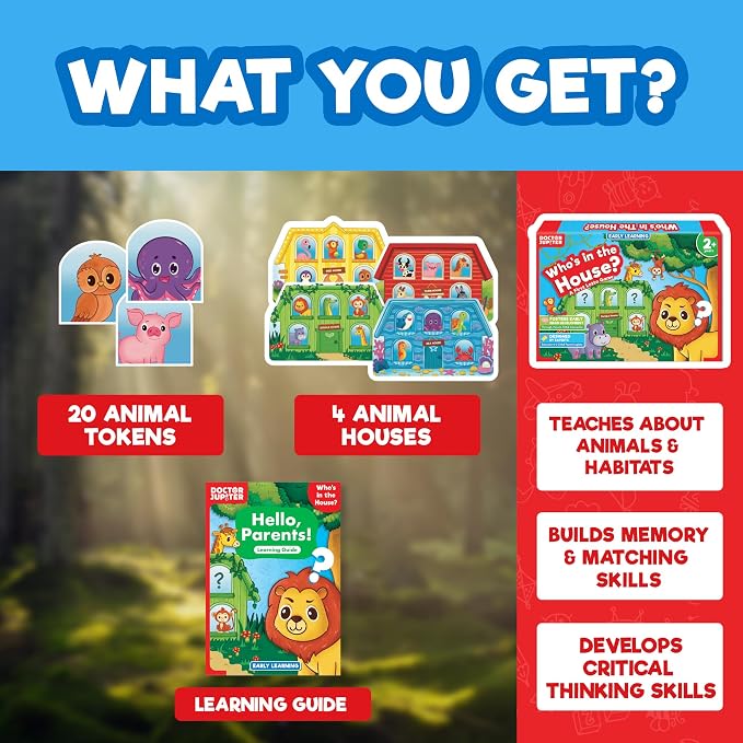 Doctor Jupiter Who's in The House Game for Kids Ages 2-3-4 Year Old | Birthday Gift for Boys & Girls Ages 2,3,4, Who's in The House Game, Toddler Educational Toy, Learning Activity Set