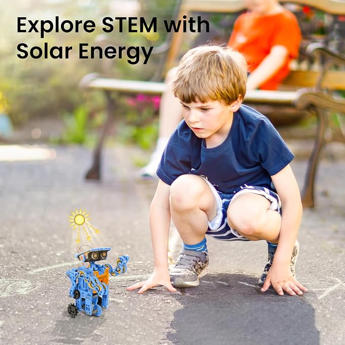 Sillbird Solar Building Robot Kit 12-in-1 STEM Gift for Boys Ages 8-13 | Sun or Battery Powered, DIY Educational Birthday Presents, Buildable Learning Set, Science Toys for Kids, 196 Pieces