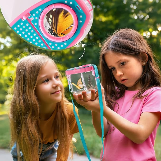 ROBOTIME Twin Color Catcher Kit for Kids: 2-Person Outdoor Explorer Set with Green & Pink Gear | Complete Hunting Kit for Siblings & Friends Ages 3+