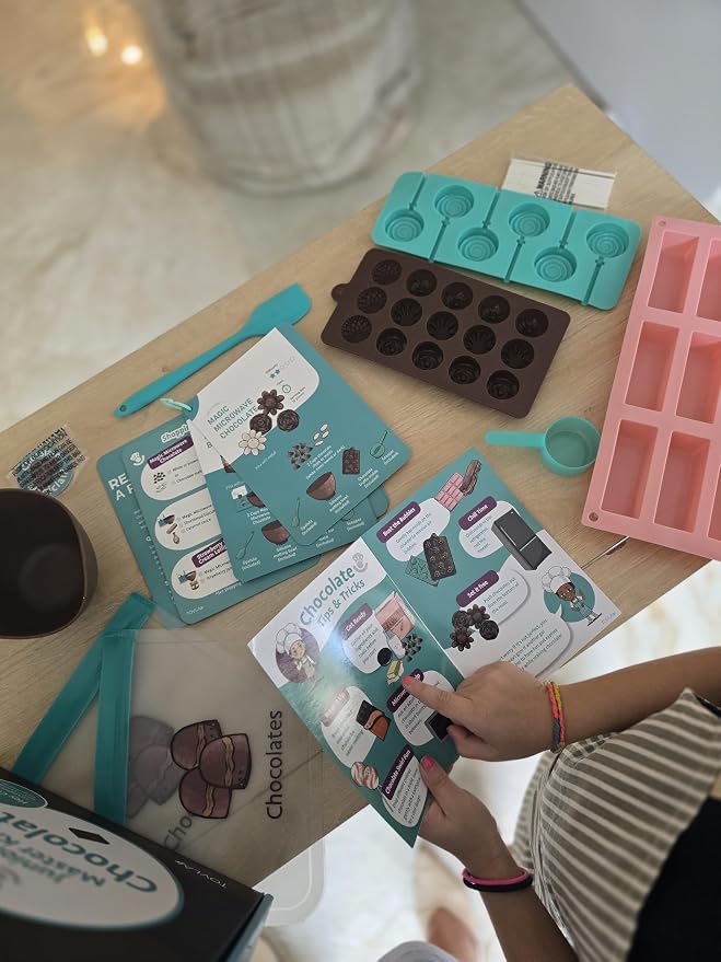 Kids Chocolate Making Kit | Real Reusable Candy Tools | Ages 6-12 | STEM DIY Activity | Chocolate Molds and Visual Recipe Cards | Screen Free Fun | Birthday Christmas Gift