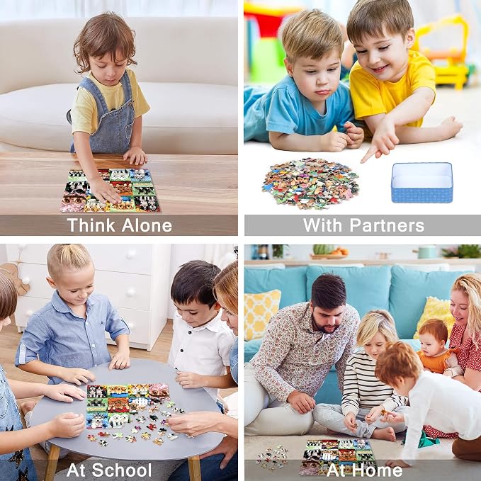 LELEMON Puzzles for Kids Ages 4-6,Cute Dogs 100 Piece Puzzles for Kids Ages 6-8 in a Metal Box,Educational Jigsaw Puzzles,Childrens 100 Piece Puzzle Games Puzzle Toys for Girls and Boys
