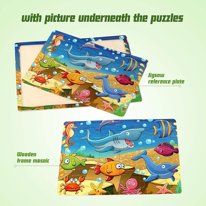 SYNARRY Large Dinosaur, Animal, Ocean & Insect Puzzles for Kids Ages 4-6 | Wooden Puzzles for Toddlers & Kids Ages 3-5, Birthday Gifts for Boys & Girls, Educational Toys, Screen-Free Play