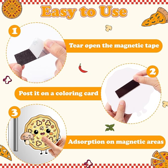 Pizza Coloring Arts Craft Kits - 30Pcs Pizzas Themed Color Your Own Magnets for Kids Delicious Pizza Blank DIY Coloring Magnets for Summer Holiday Party Fridge Refrigerator Classroom Activities Decors