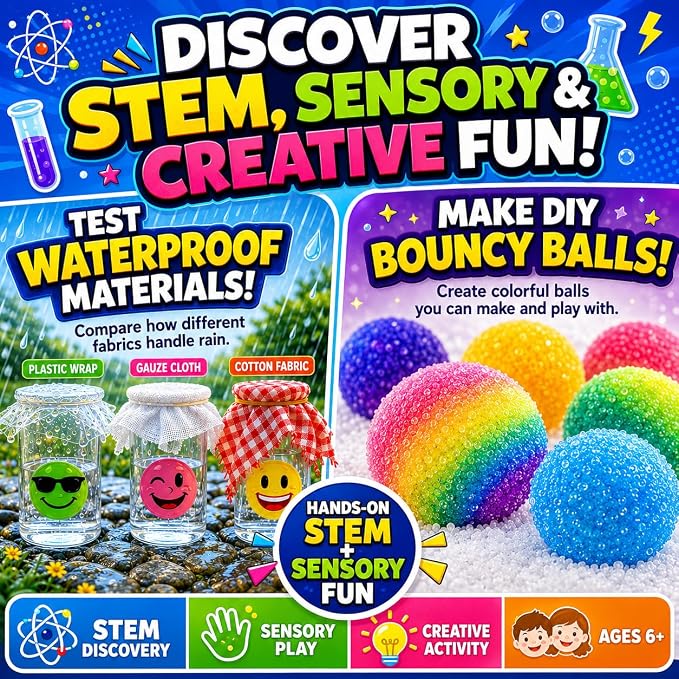 Science Experiment Kit for Kids 6-12, STEM Chemistry Set with Volcano | 130+ science activities with volcano eruption, crystal growing, slime making and lab experiments, STEM gifts for boys & girls