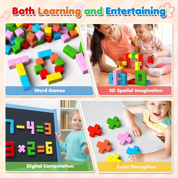 Magnetic Blocks, 30 PCS Brightly Colored Magnetic Building Tubes, Preschool Classroom Must Haves Magnetic Sensory Autism Toys, STEM Kids Boys Girls Gifts for 3+ Year Old