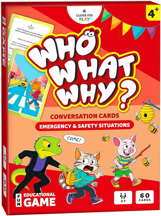 Who What Why Safety Conversation Cards for Kids, SEL Game, Ages 4+ | Emergency awareness, decision-making, communication, critical thinking, speech therapy, social skills and counseling