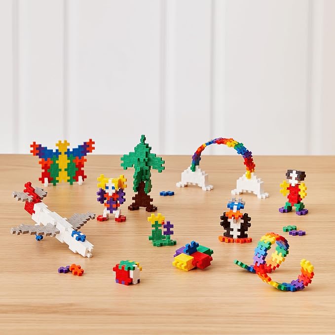 PLUS PLUS 240 Piece Basic Mix Tube & Baseplate - Waffle Blocks Stem Toy | Sensory Bin Fillers, Gifts for Boys & Girls, Classroom Must Haves, Christmas Stocking Stuffers for Kids, Math Manipulatives