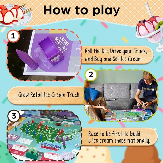 Ice Cream Empire Board Game for Kids and Adults, Ages 7+ | Manage stock, set prices, and open truck routes to build a thriving sweet treat business each round