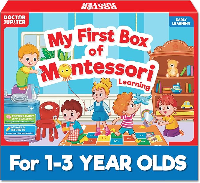 Doctor Jupiter My First Box of Montessori Learning Set for Kids Ages 1-3 | Montessori Role Play Set & Fun Activities, Birthday Gift Ideas for Boys & Girls 1,2,3, Year Olds, Educational Toy