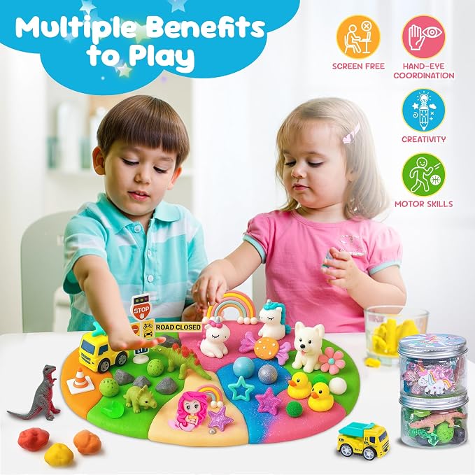 8-Pack Sensory Play Dough Jars, Reusable Play Kit for Kids, Non-Toxic | Preshcool Educational Creative Playdough,Back to School, Birthday Valentines,Party Favors,Goodie Bags,Boy Girl Home Classroom