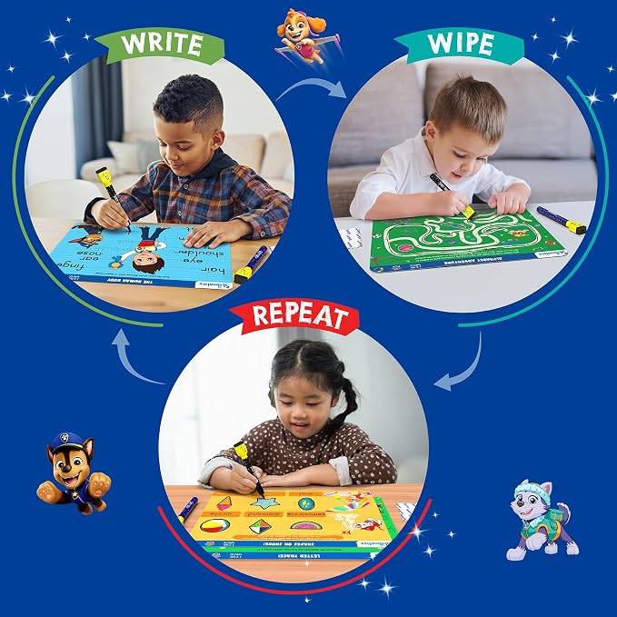 Skillmatics I Can Write – PAW Patrol, Preschool Learning Activity Toy | Reusable Write and Wipe Mats, Educational Book, Back to School, Montessori Gifts for Students, Kids, Toddlers Ages 3, 4, 5, 6