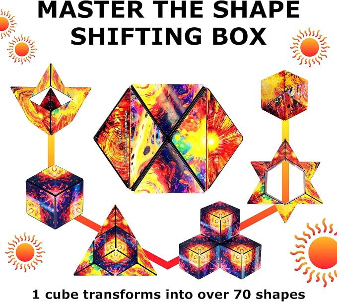 Shashibo DODECA Magnetic Puzzle Cube, Stress Relief Fidget Toy | 100+ Possible Shapes, Sensory Fidget Toy For Adults & Kids, Fun Shape Shifting Puzzle Box For All Ages
