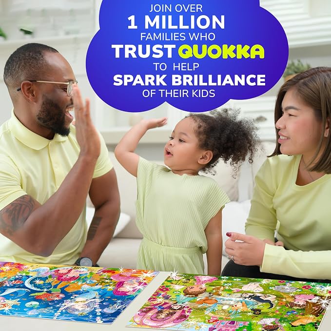 60 Piece Puzzles for Kids Ages 4-6 - 4 Glitter Toddler Puzzles Ages 3-5 | Unicorn, Princess and Animals Jigsaw Puzzles for Children Ages 6-8 - Gift Educational Game for Boys and Girls